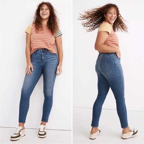 Madewell Petite Curvy High-Rise Skinny Crop Jeans in Lander Wash Blue Sz 33P